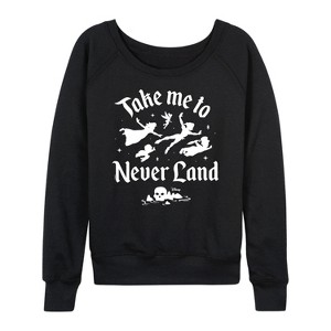 Women's - Disney - Peter Pan Lightweight French Terry Wide Neck Long Sleeve Graphic Shirt - 1 of 4