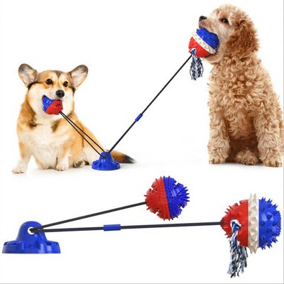 Dog Chew Molar Toy,with Double Suction Cup,Pet Aggressive Chewers Bite,Interactive Squeaky Ball Toys