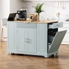 LunaLulinlk Fluted Kitchen Island with Trash Can Storage Cabinet, Power Outlet, Internal Storage Rack - 3 of 4