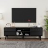 TiramisuBest TV Stand Electric Fireplace TV Stand with Glass Shelves, 3D Fireplace TV Stand with LED Lights Wood with USB Charging Outlet - 4 of 4