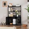 Litter Box Cabinet - 52" Bookshelf Enclosure with Doors, Shelves & Scratch Pad, Black - 2 of 4
