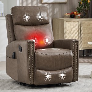 FONTOI Accent Chair, Classic Recliner Chair with Rocker and Swivel, Lazy Chair with Comfortable Arms and Back, Camel&Brown, 37.5"*41.6"*30.6" - 1 of 4