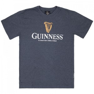Mens Guinness Classic Harp Logo Charcoal Grey Tee Shirt - 1 of 2