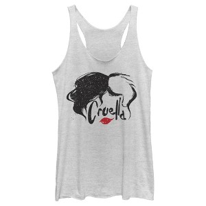 Women's Cruella Red Lips Logo Racerback Tank Top - 1 of 4