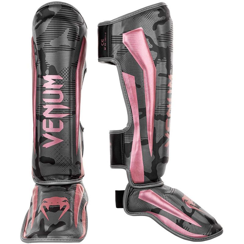 Venum Elite Protective MMA Shin Instep Guards - Black/Pink/Gold, 1 of 3
