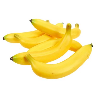 Juvale Set of 6 Plastic Artificial Bananas Individual Fake Faux Fruits for Home Kitchen Decor, Yellow