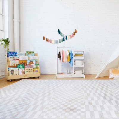 Natural Birch Double-Sided Mobile Book Display with Casters