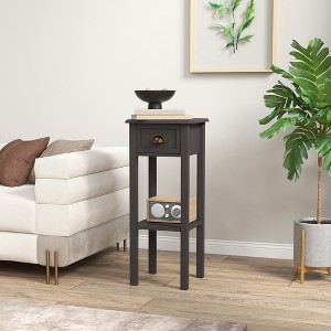 CIPACHO 2-Tier Side Table with Drawer and Shelf, End Table for Living Room and Hallway, Coffee - 1 of 4