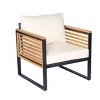 Outdoor Acacia Wood Arm Chairs,Accent Chair with Cushions and Iron Frame Patio Chair,Water-Resistant Lounge Chair for Garden-Coolbibila - 3 of 4