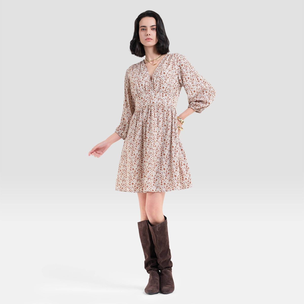 Women's Bishop 3/4 Sleeve Mini Babydoll Dress - Universal Thread™