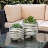 Gulches 2 Piece Ceramic Aztec Planters w/ Saucers, Sizes 4.5x4.5x4.5" & 6x6x5.75" - Perfect for Hall, Bedroom, Florist etc. - 2 of 4