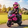 Costway 6V Kids Motorcycle with Music, Horn, Detachable Training Wheels & LED Headlights Pink/Red/Navy/White - 2 of 4