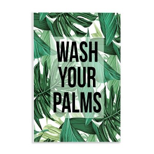 Stupell Industries Wash Your Palms Bathroom Phrase Green Plant Leaves Wall Plaque Art, 10" x 15" - 1 of 4