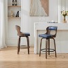 SEYNAR PU Leather 360 Degree Swivel Open Back Bar Stools Wood Legs Set of 2 - 3 of 4
