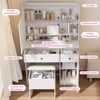 Vanity Desk with LED Mirror Lights and Power Outlet Charging Station, Makeup Dressing Table with Storage Stool White - 3 of 4