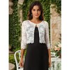 Allegra K Women's Elegant 3/4 Sleeve Sheer Floral Lace Cropped Bolero Shrugs - 2 of 4