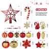 Aoibox 128pcs Christmas Ornament Set Shatterproof Baubles Flowers Snowflakes Tree Topper Red Gold for Holiday Wedding Party Decor - 2 of 4