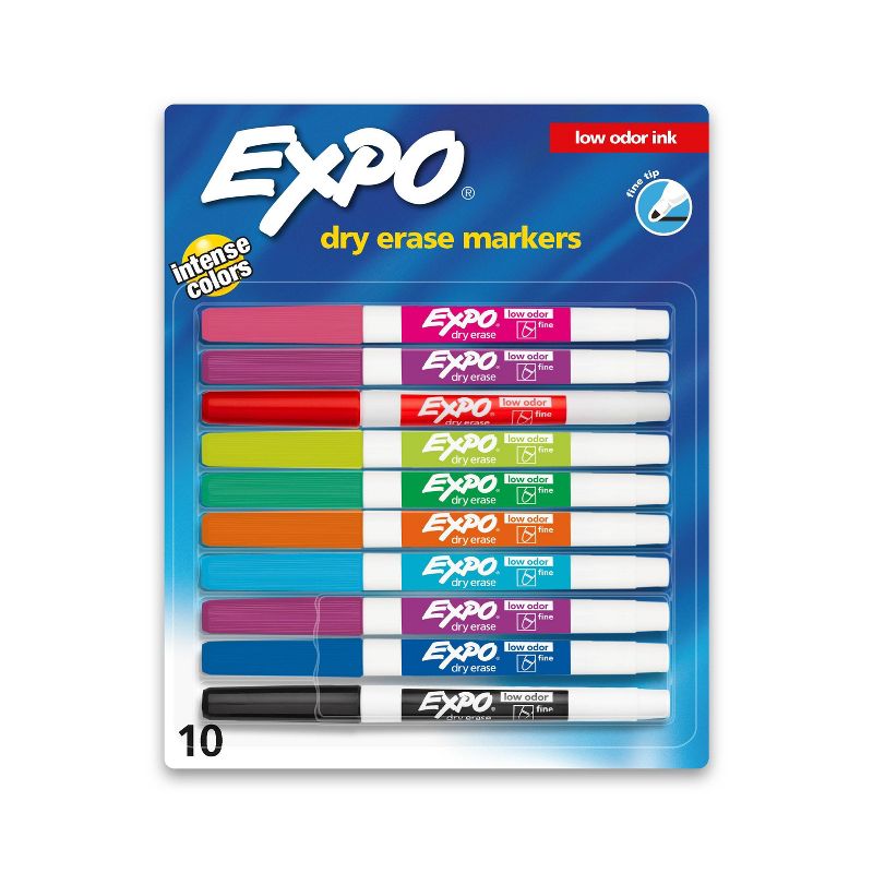 Expo 10pk Dry Erase Markers Fine Tip Multicolored, 1 of 11
