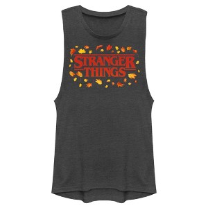 Juniors Womens Stranger Things Autumn Logo Festival Muscle Tee - 1 of 4