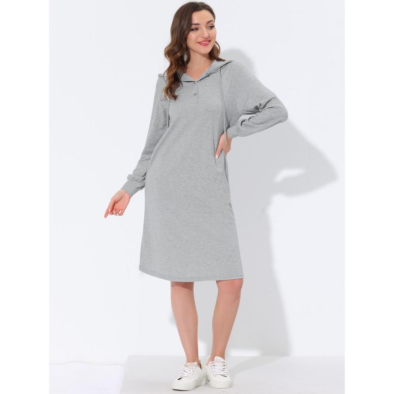 cheibear Womens Sleepwear Pajama Dress with Pockets Lounge Nightshirt Hoodies Nightgown, 2 of 6