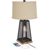 Franklin Iron Works Rustic Table Lamp 26 3/4" High with USB Port LED Night Light Dimmer Bronze Metal Mesh Burlap Shade for Bedroom Living Room House - 3 of 4