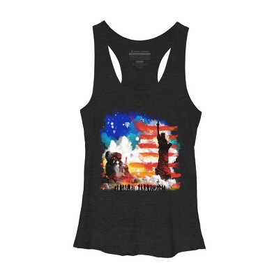 Women's Design By Humans July 4th American Sunrise State of Liberty By kharmazero Racerback Tank Top