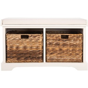 Safavieh Freddy Wicker Storage Bench Distressed White