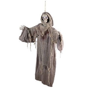 Northlight 36" Prelit Touch Activated Death Reaper Hanging Halloween Decoration - White/Gray - 1 of 4