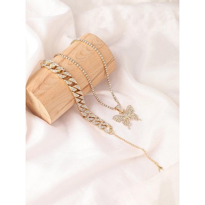 SOHI Women's Gold Butterfly Layered Necklace