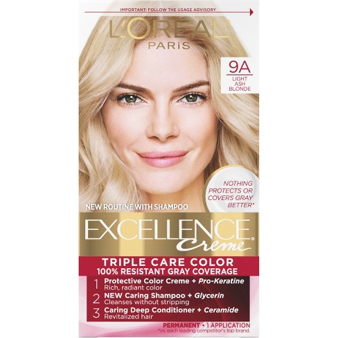 L'Oreal Paris Excellence Triple Protection Permanent Hair Color - 6.3 Fl Oz  - 9A Light Ash Blonde - 1 Kit : Target