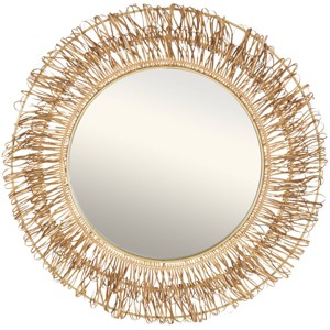 Olivia & May 31"x31" Rattan Handmade Woven Looped Wall Mirror: Farmhouse Style, No Assembly Required - 1 of 4