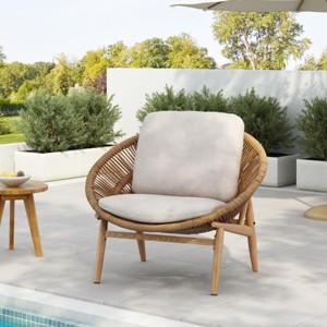 PE Rattan Boho Outdoor Lounge Chair with Deep Seating Cushion, 32" UV Resistant Patio Chair-3irtyhousy - 1 of 4