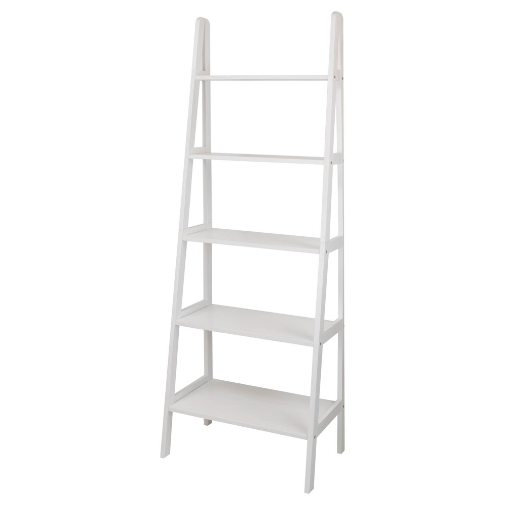Photos - Wall Shelf 72" 5 Shelf Ladder Bookcase White - Flora Home