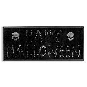 Stupell Industries Happy Halloween Skeleton Letters  Framed Giclee Art - 1 of 4