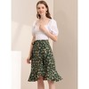 Allegra K Women's Floral Printed Self Tie Knot High-Low Ruffle Hem Wrap Skirt - 4 of 4