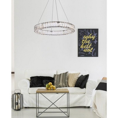 Monroe Black LED Pendant with Clear Crystal Accents