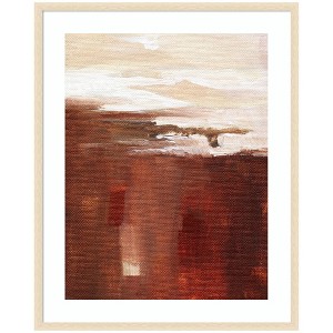 Kate and Laurel Framed Art Earthen Abstract by Nikita Jariwala, 34x42, Woodgrain Stripe Blonde - 1 of 4