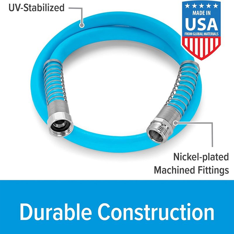 Camco EvoFlex 4 Foot Flexible PVC Drinking Water Hose for RV and Marine Use with 5/8 Inner Diameter and Nickel Plated Machined Fittings on Each End, 4 of 8