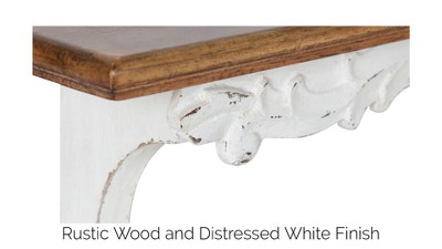 Rustic Brown and White Fir Wood Floating Wall Shelf