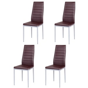 ADILE PU Leather Dining Side Chairs with Padded Seat, Coffee - 1 of 3