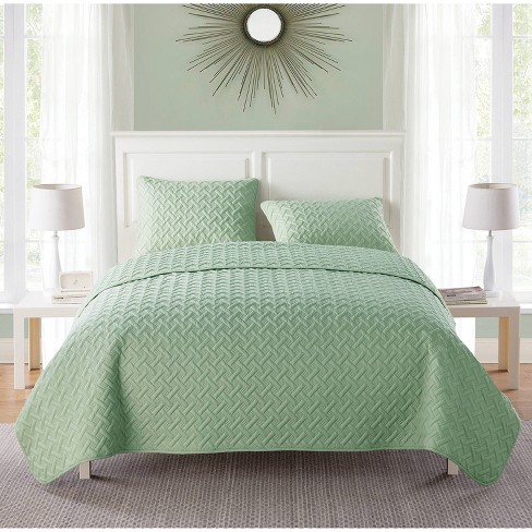 3pc Full Queen Nina Embossed Quilt Set Green Vcny Home Target