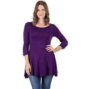 Womens Ruched Sleeve Swing Tunic Top - 24seven Comfort Apparel™ - 1 of 4