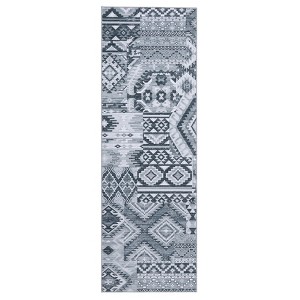 Foldable Geometric Bohemia Area Rug, Chenille Polyester, Washable, Non-Slip, Kid & Pet Friendly for Hallway & Kitchen - 1 of 4