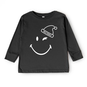 SmileyWorld Santa Hat Outline - Toddler Long Sleeve Graphic Tee and Youth Long Sleeve Graphic T-Shirt - 1 of 4