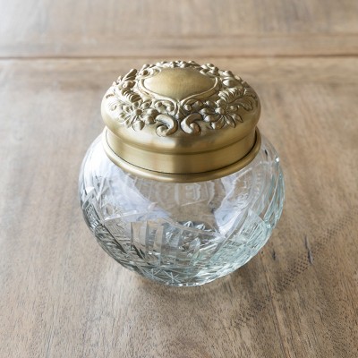 Park Hill Collection Antique Brass And Glass Pot Belly Jar