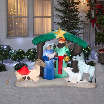 Gemmy 4.5 ft Multicolor Inflatable Nativity Scene with Animals