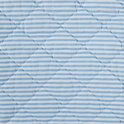 Oxford Stripe Blue Cotton Reversible King Quilt Set