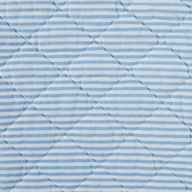 Laura Ashley Oxford Striped 100% Cotton Quilt Set Blue, 5 of 8