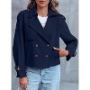 Imily Bela Womens Cropped Double Breasted Trench Coat with Raglan Sleeves and Pockets for Office - 2 of 4