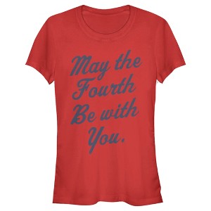 Juniors Womens Star Wars May the Fourth Cursive T-Shirt - 1 of 4